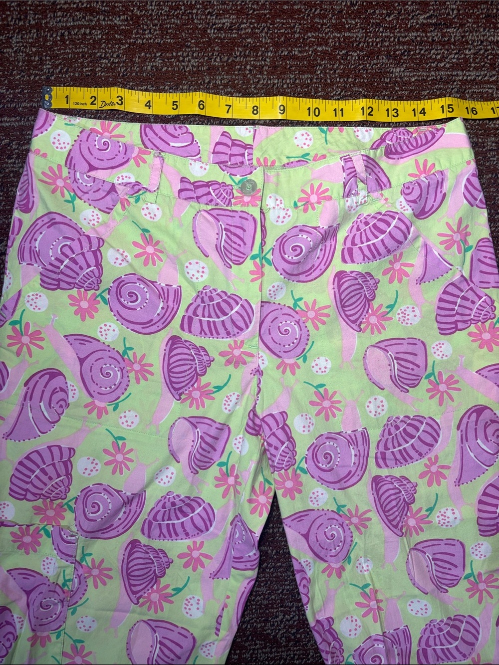 Vintage Y2K Lily Pulitzer snail pant pastel printed cropped cotton capri summer - Picture 7 of 11